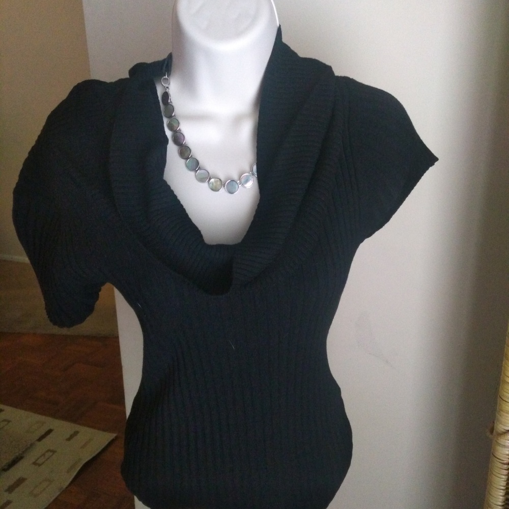 Black Slinky Short Sleeve Blouse